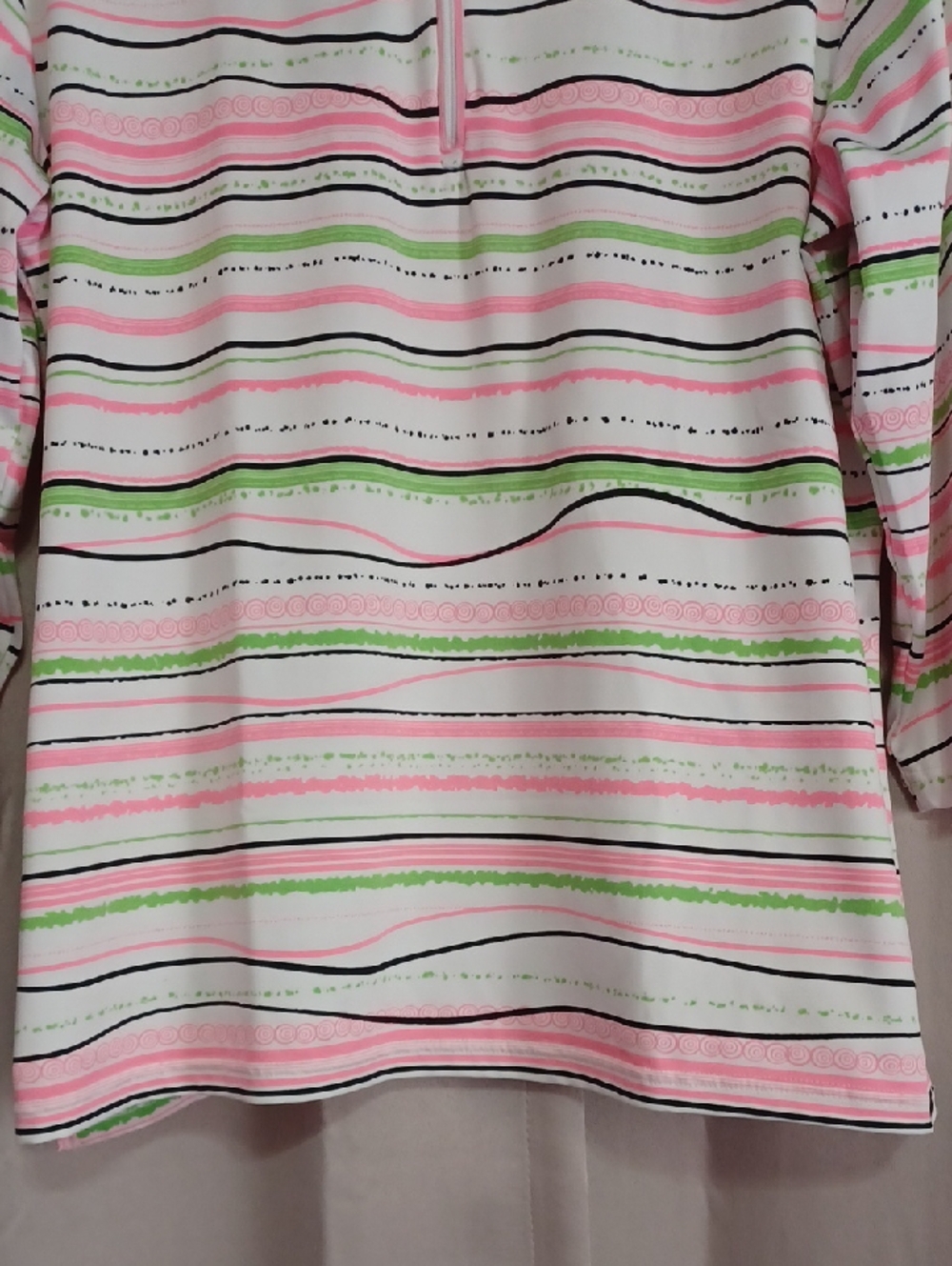 Emerald18 Stretch Quarter-Zip Mockneck Pullover Top Wavy Stripes Activewear Golf - Picture 6 of 16